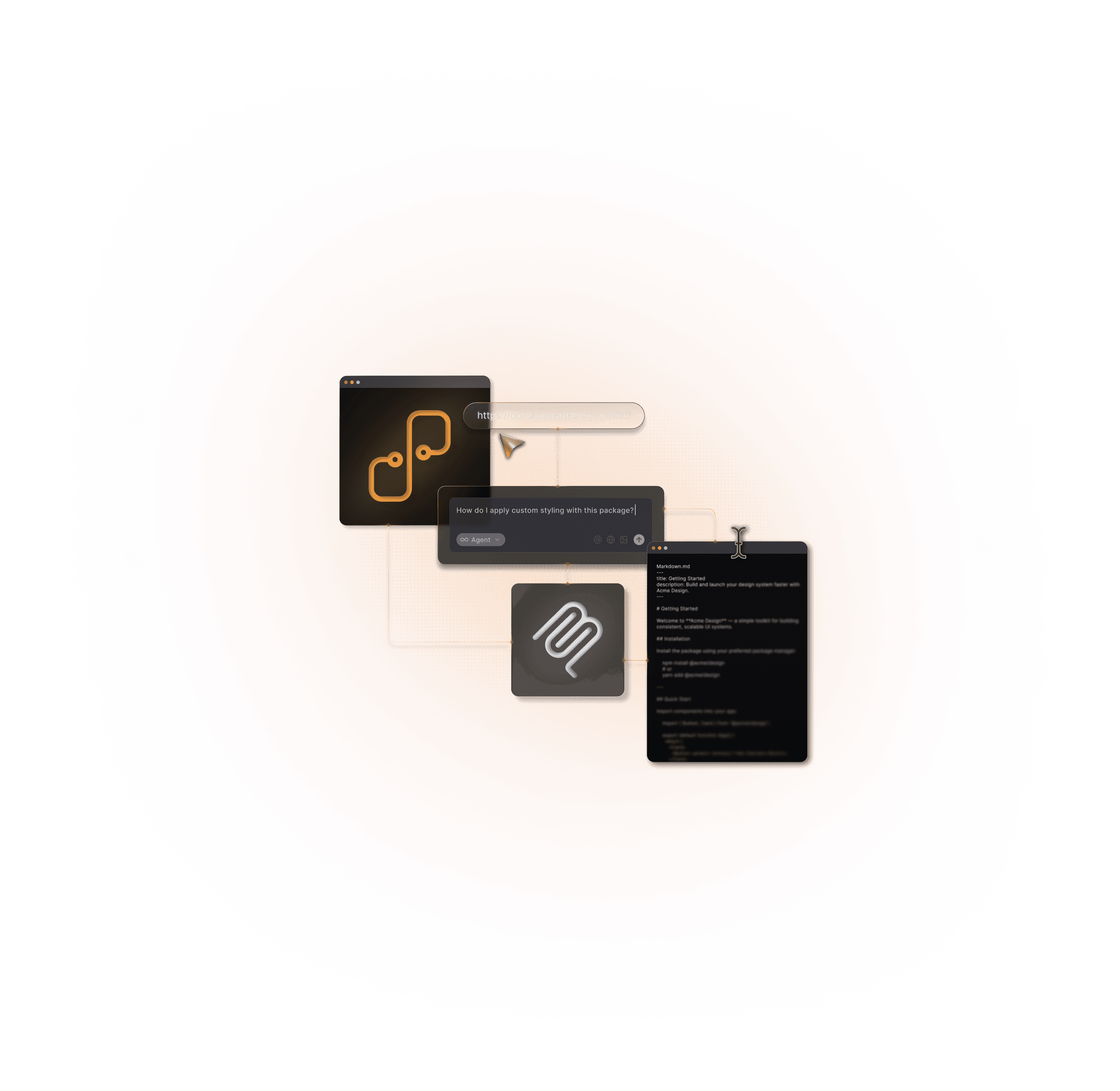 docs.page interface preview: editor, doc chat, and URL